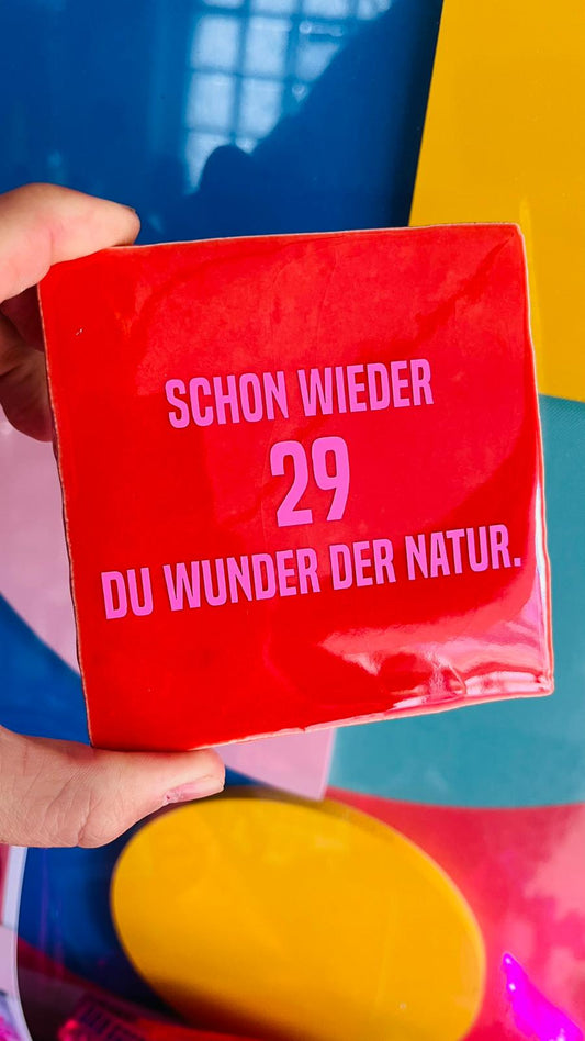 BUNTE KACHEL/FLIESE mit SPRUCH - SCHON WIEDER 29...