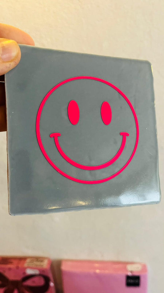 BUNTE KACHEL/FLIESE mit SPRUCH - SMILEY